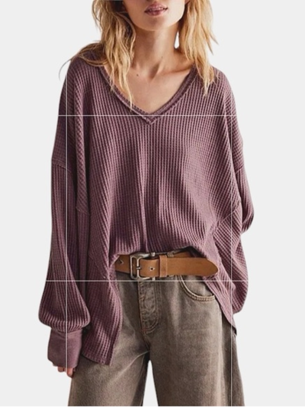 We The Free Coraline Waffle Knit Women’s Large Sweater Brown